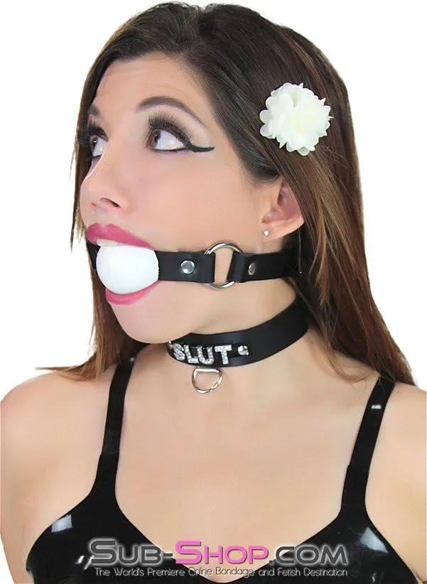 1456A   Code of Silence Locking Ball Gag Strap, White