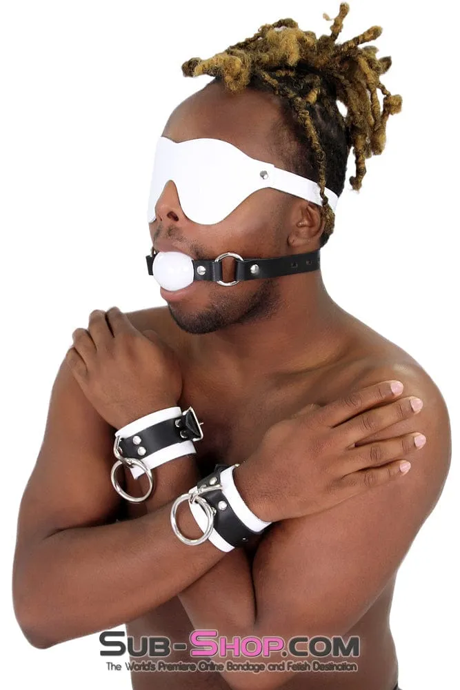 1456A   Code of Silence Locking Ball Gag Strap, White