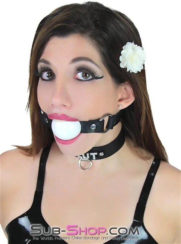 1456A   Code of Silence Locking Ball Gag Strap, White