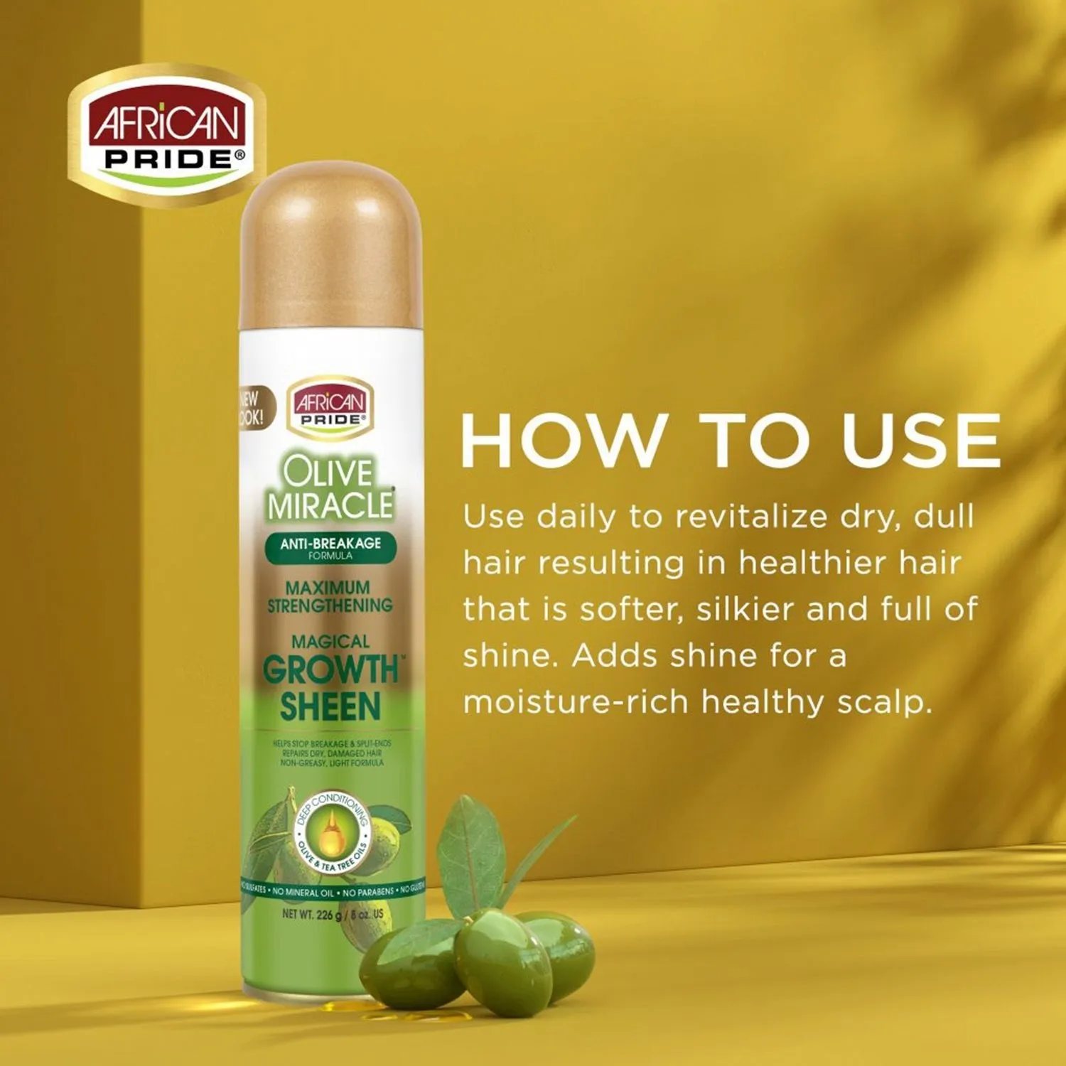 African Pride Olive Miracle Growth Sheen Spray 8oz