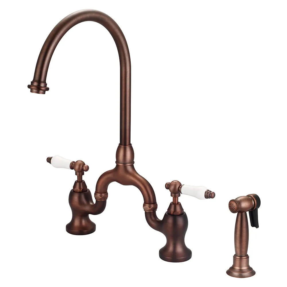 Banner Kitchen Bridge Faucet with Porcelain Lever Handles