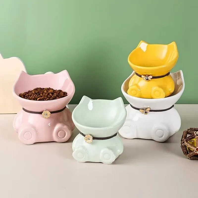 Cat Head Ceramic Pet Bowl