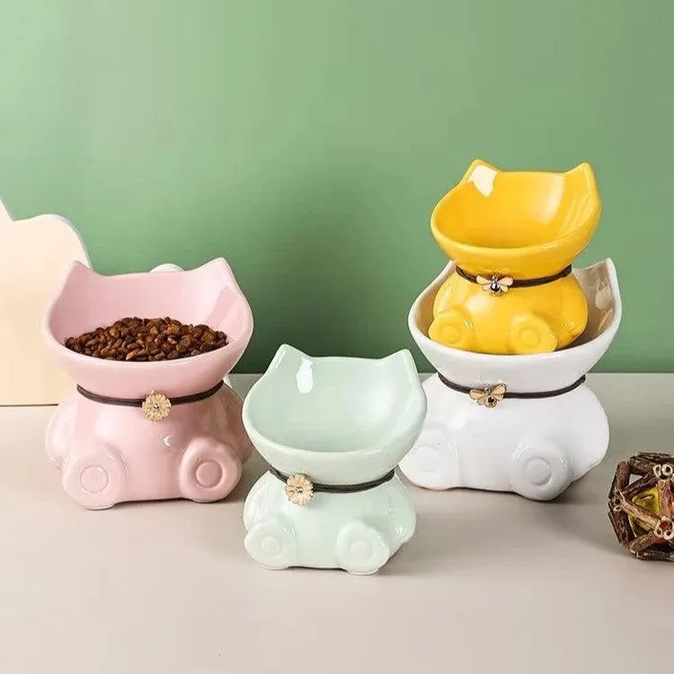 Cat Head Ceramic Pet Bowl