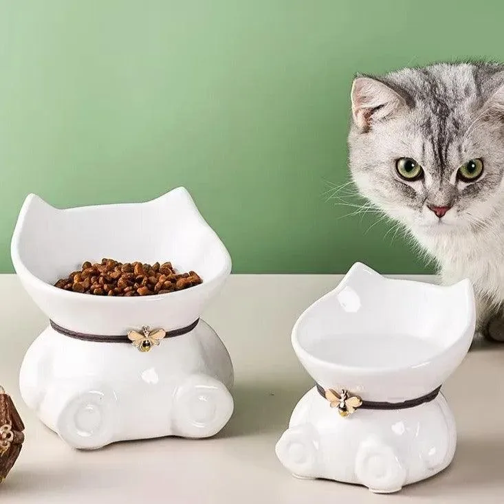 Cat Head Ceramic Pet Bowl