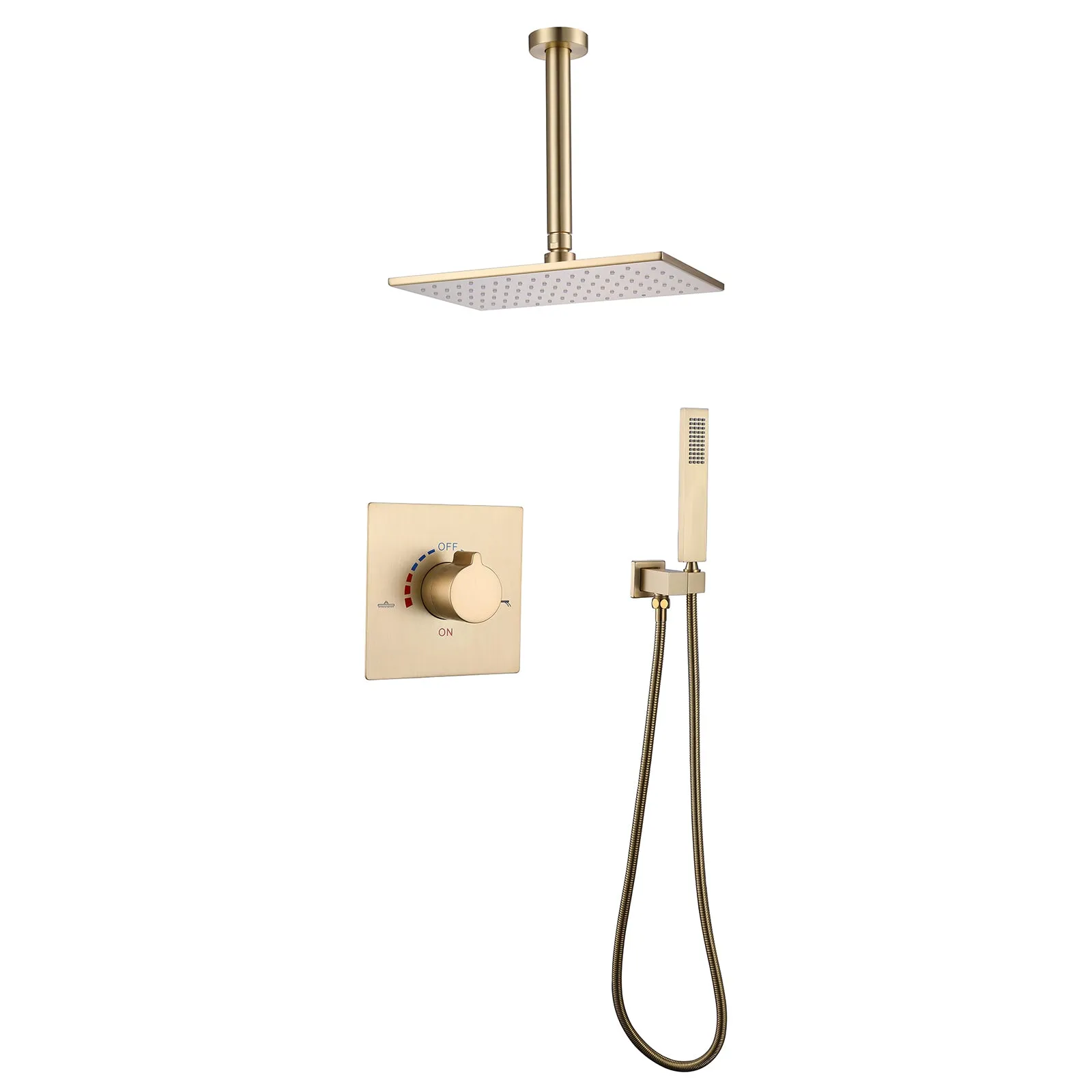 Concealed Ceiling Mounted Single Handle Brushed Gold Shower Faucet Set RB1022