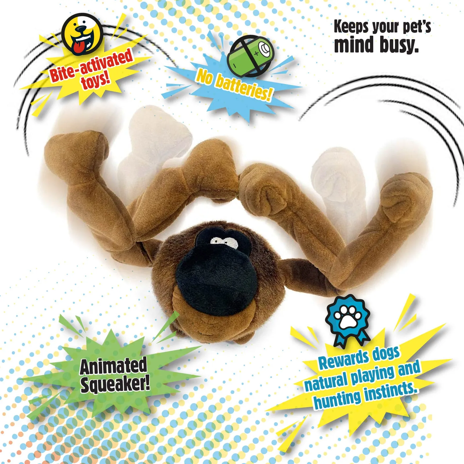 goDog - Animated Action Plush Dog Toy - Bite-Activated Motion