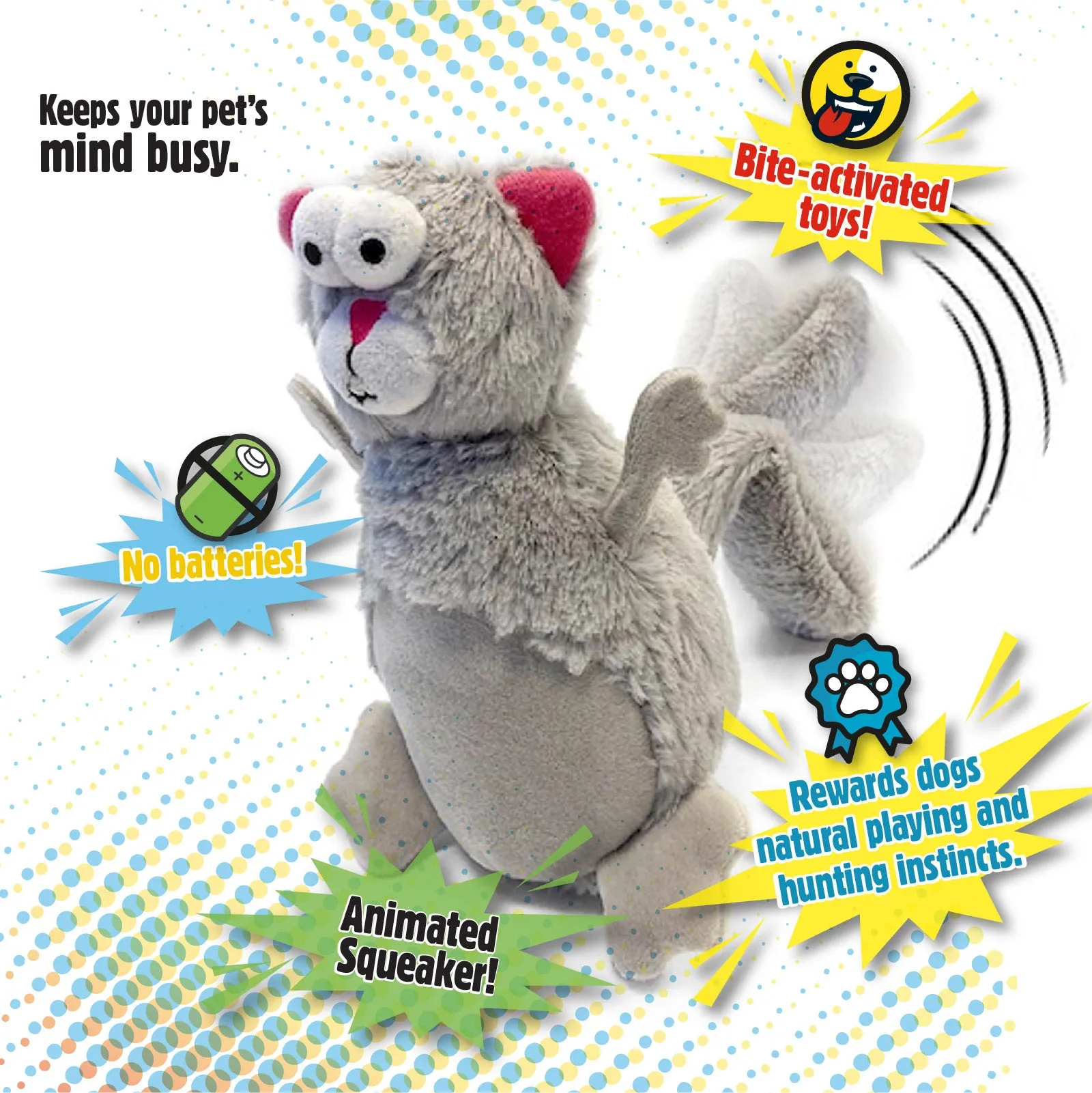 goDog - Animated Action Plush Dog Toy - Bite-Activated Motion