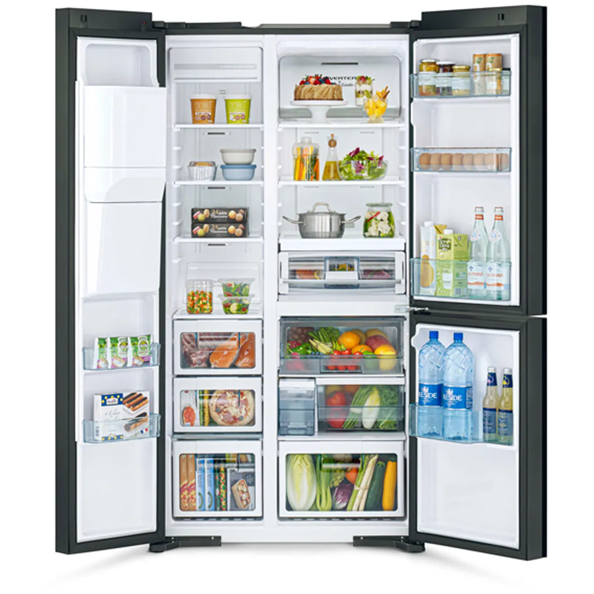 Hitachi R-MX700GVGB1 3D American Style Fridge Freezer - Glass Black - LIMITED TIME OFFER