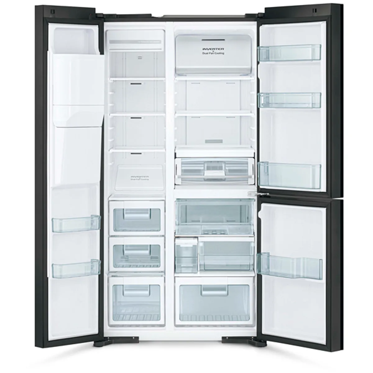 Hitachi R-MX700GVGB1 3D American Style Fridge Freezer - Glass Black - LIMITED TIME OFFER