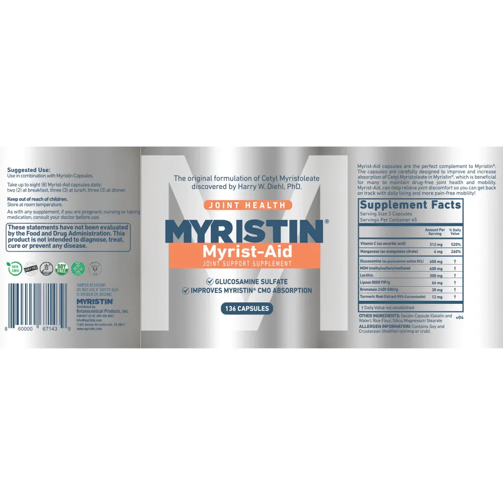 Myristin® and Myrist-Aid Hip and Joint Health Supplement COMBOS for pets and people