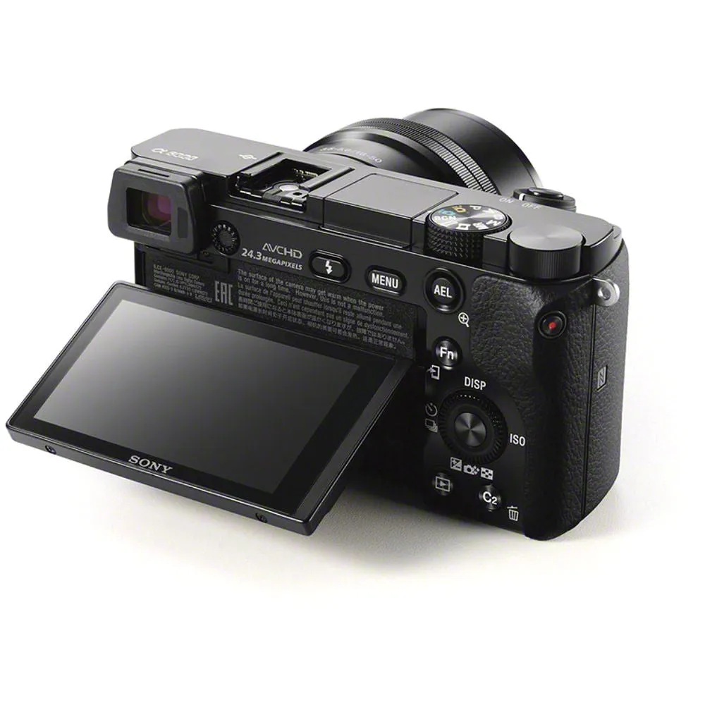 Sony Alpha a6000 Mirrorless Camera, 24.3MP APS HD CMOS Sensor, BIONZ X Image Processor, 3.0" 921k-Dot Xtra Fine Tilting LCD